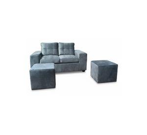 Sofá 2 cuerpos + 2 Pouf Lucca Felpa
