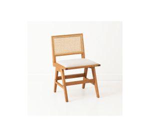 Silla Aura de Rattan con Asiento de Tela - Natural Beige