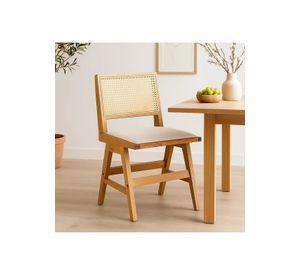 Silla Aura de Rattan con Asiento de Tela - Natural Beige
