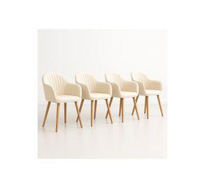 Pack de 4 Butacas Sitial Poltrona Diamante Terciopelo Acolchado - Beige