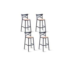 Pack de 4 Taburetes Crossback Danubio - Negros