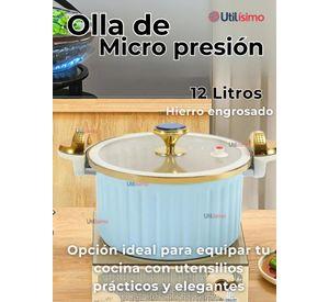 Olla de Micro Presión Antiadherente Capacidad 12 Litros Color Azul Claro