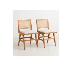 Pack de 2 Sillas Aura de Rattan con Asiento de Tela - Natural Beige