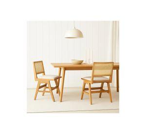Pack de 2 Sillas Aura de Rattan con Asiento de Tela - Natural Beige