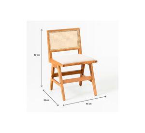 Pack de 2 Sillas Aura de Rattan con Asiento de Tela - Natural Beige