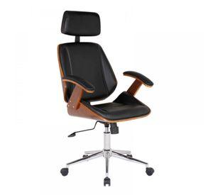 SILLA DE ESCRITORIO TAYLOR ASIENTO ECOCUERO APOYABRAZOS RESPALDO MADERA