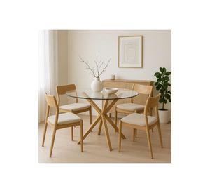 Mesa de comedor redonda de vidrio Cross 120cm