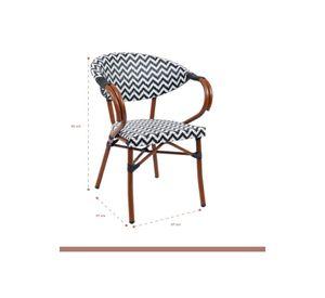 Pack de 4 Sillas Bistro Parisina Textileno enrejado con reposabrazos - Blanca con negro