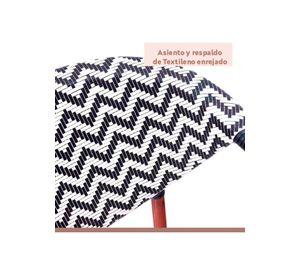 Pack de 4 Sillas Bistro Parisina Textileno enrejado con reposabrazos - Blanca con negro
