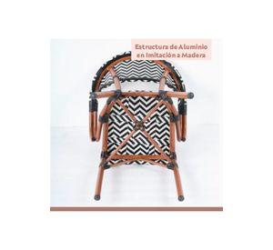 Pack de 4 Sillas Bistro Parisina Textileno enrejado con reposabrazos - Blanca con negro