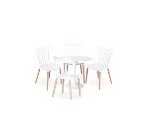 Comedor Mesa Tulip blanca 80cm + 4 sillas Windsor blanca