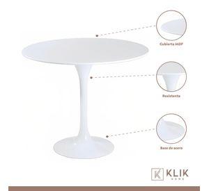 Comedor Mesa Tulip blanca 80cm + 4 sillas Windsor blanca