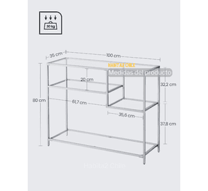 ARRIMO ASIMETRICO DE VIDRIO 100CM