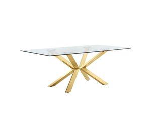 MESA DE VIDRIO RECTANGULAR 140CM MADRID CON ESTRUCTURA DORADA