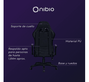 Silla Gamer Nibio Pro RGB con Control Remoto Apoyabrazos 2D Reclinable Negra