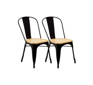 PACK 2 SILLAS TOLIX CON ASIENTOS DE MADERA ESTRUCTURA METALICA