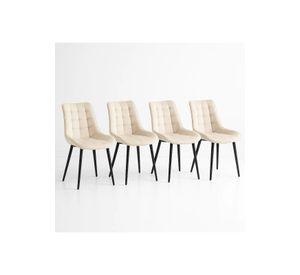 Pack de 4 Sillas de Comedor Macron Acolchada Terciopelo - Beige