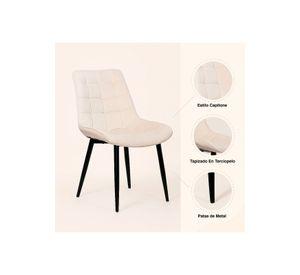 Pack de 4 Sillas de Comedor Macron Acolchada Terciopelo - Beige