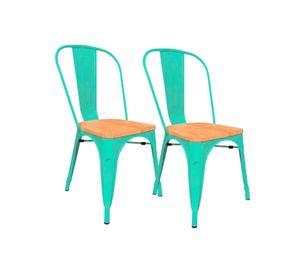 PACK 2 SILLAS TOLIX CON ASIENTOS DE MADERA ESTRUCTURA METALICA