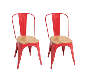PACK 2 SILLAS TOLIX CON ASIENTOS DE MADERA ESTRUCTURA METALICA