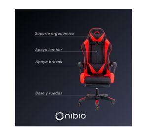 Silla Gamer Nibio GC035 Reclinable 160° Apoya Pies Roja