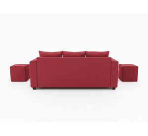 Sofa prince 3 cuerpos 2 pouf felpa burdeo