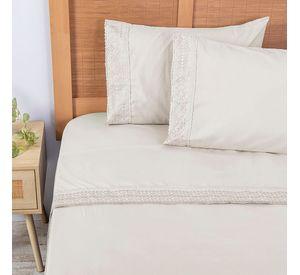 Sabana lisa  MF  Broderie Bordada 2 P Beige