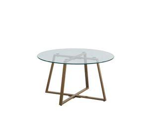 Mesa de centro para living de vidrio y metal 80cm