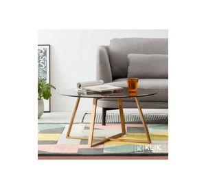 Mesa de centro para living de vidrio y metal 80cm