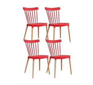 PACK 4 SILLAS WINDSOR DE POLIPROPILENO PARA COMEDOR CON PATAS DE MADERA