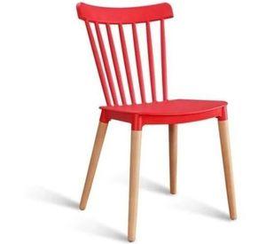 PACK 4 SILLAS WINDSOR DE POLIPROPILENO PARA COMEDOR CON PATAS DE MADERA