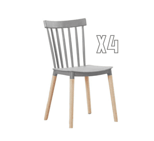 PACK 4 SILLAS WINDSOR DE POLIPROPILENO PARA COMEDOR CON PATAS DE MADERA