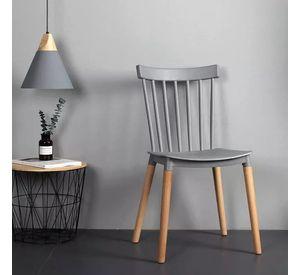 PACK 4 SILLAS WINDSOR DE POLIPROPILENO PARA COMEDOR CON PATAS DE MADERA