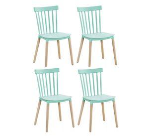 PACK 4 SILLAS WINDSOR DE POLIPROPILENO PARA COMEDOR CON PATAS DE MADERA