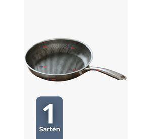 Sartén de Acero Inoxidable Antiadherente 24cm Para Freír y Saltear