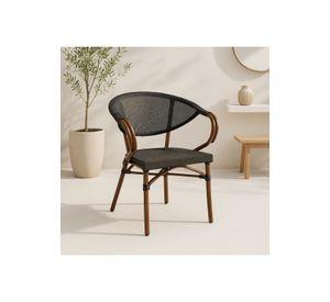 Silla Bistro Parisina Textileno con reposabrazos - Café Oscuro