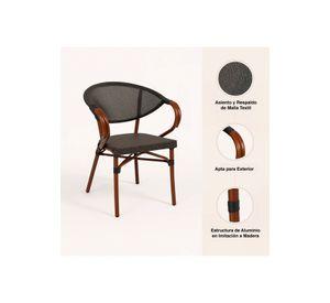 Silla Bistro Parisina Textileno con reposabrazos - Café Oscuro