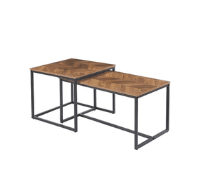 MESA DE CENTRO RECTANGULAR RUSTIC TIPO NIDO SIMIL MADERA OSCURA