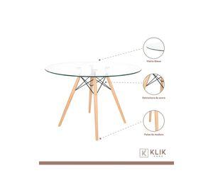 Comedor Mesa Eames Vidrio 80cm + 4 Sillas Eames Blancas