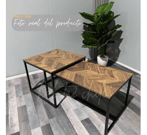 MESA DE CENTRO RECTANGULAR RUSTIC TIPO NIDO SIMIL MADERA OSCURA