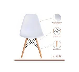 Comedor Mesa Eames Vidrio 80cm + 4 Sillas Eames Blancas