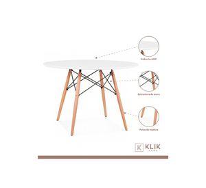 Comedor Eames 80cm redonda Blanca + 4 Sillas Crossback Danubio Menta