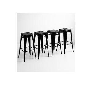 Pack de 4 Pisos Taburetes Tolix Altos - Negro