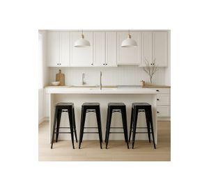 Pack de 4 Pisos Taburetes Tolix Altos - Negro