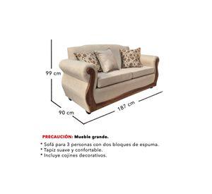 Sofá Con Resorte Estructural 3 Cuerpos Gran Santi Chenille X