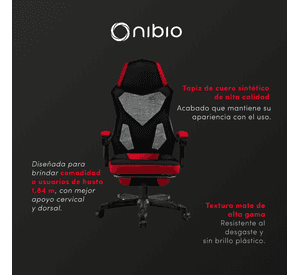 Silla Gamer Nibio Rex V2 Reclinable Apoyapies Roja