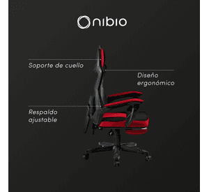 Silla Gamer Nibio Rex V2 Reclinable Apoyapies Roja