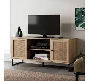 RACK PARA TV BUFFET DE RATTAN MESH 2 PUERTAS - NATURAL