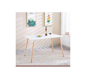 Comedor Rectangular Blanco 120x80cm + 6 Silla Crossback Danubio Blanca
