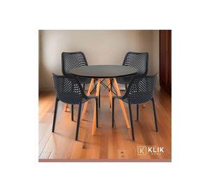 Comedor Mesa Eames redonda 80cm negra + 4 Sillas Berlin - Negras